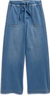 Tractr Kids' Pull-On Wide Leg Knit Denim Pants
