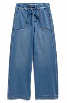 Tractr Kids' Pull-On Wide Leg Knit Denim Pants
