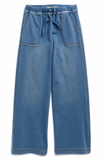 Tractr Kids' Pull-On Wide Leg Knit Denim Pants
