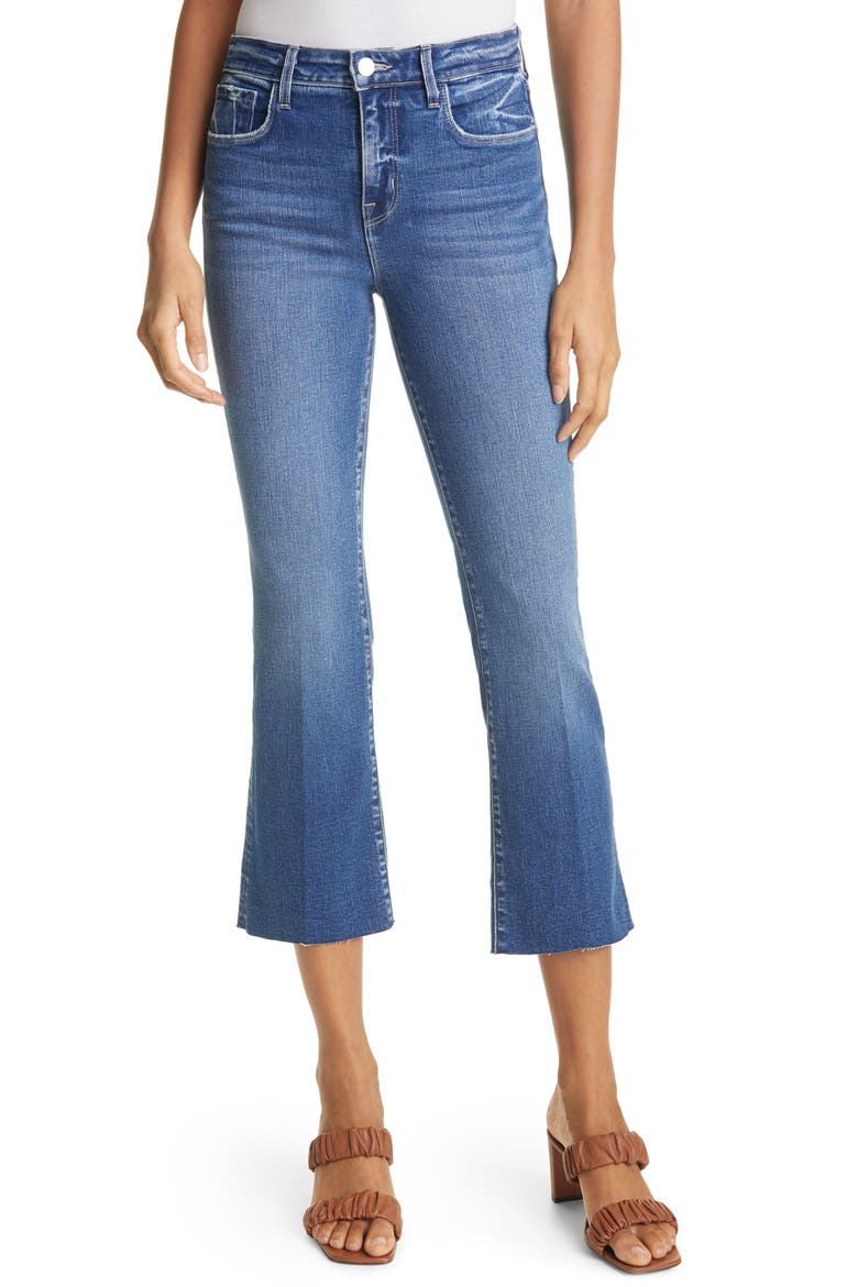 Kendra Raw Hem Crop Flare Leg Jeans, Main, color, LAREDO
