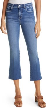 L'AGENCE Kendra Raw Hem Crop Flare Leg Jeans