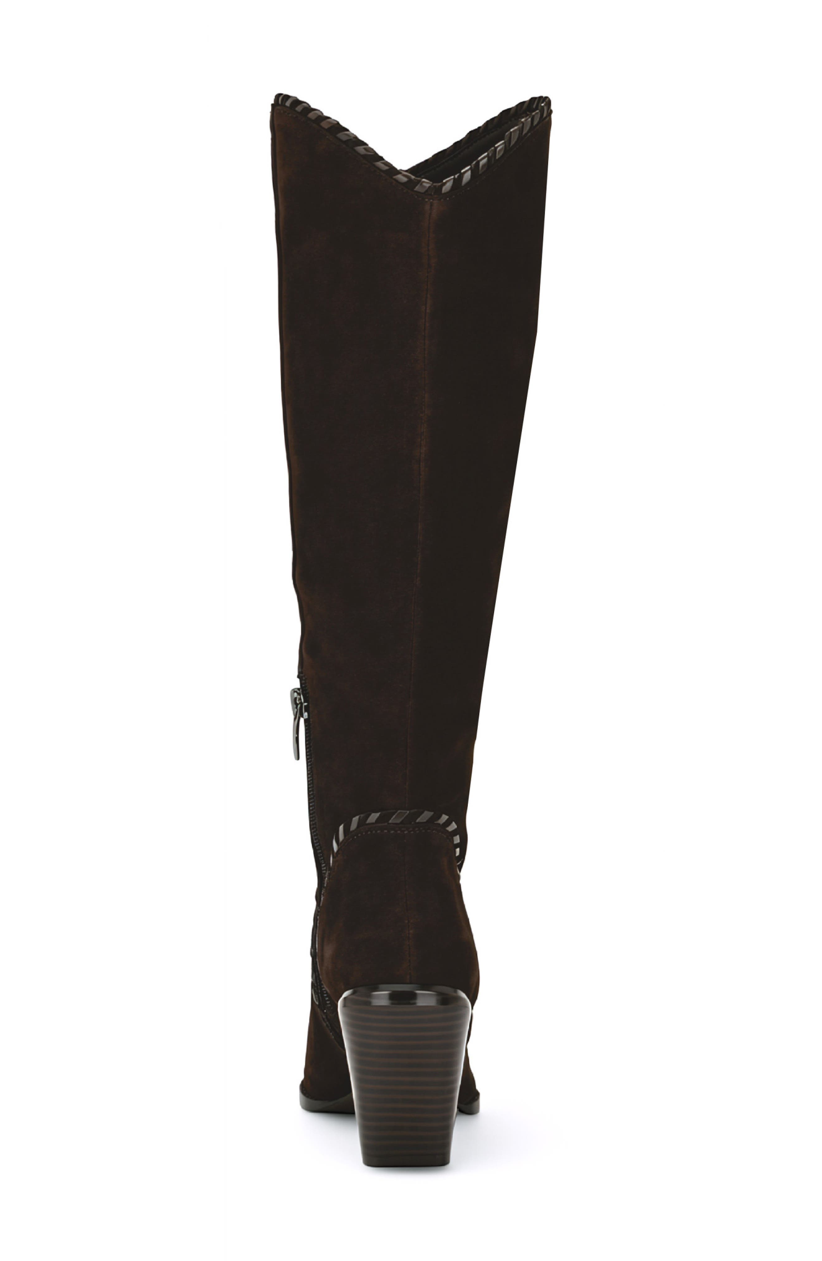 Rosco Knee High Western Boot, Alternate, color, DARK BROWN