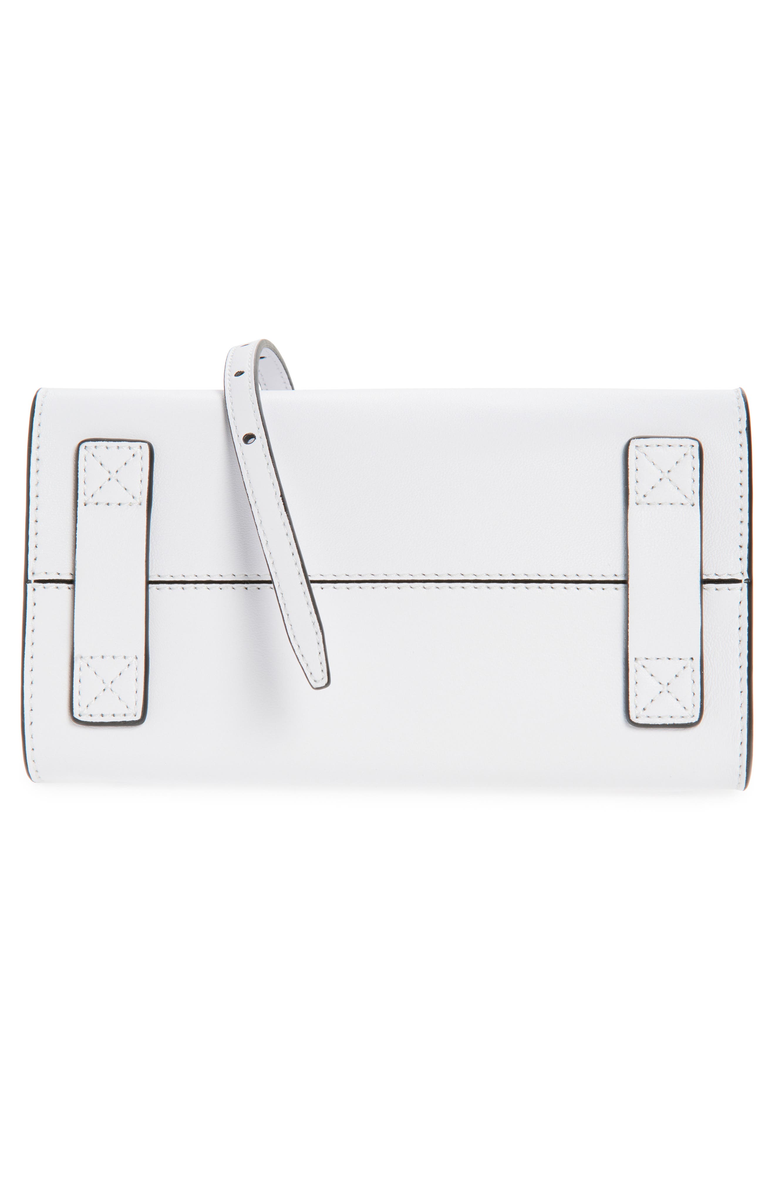 Moschino Small Tie Me Leather Top Handle Bag, Alternate, color, White