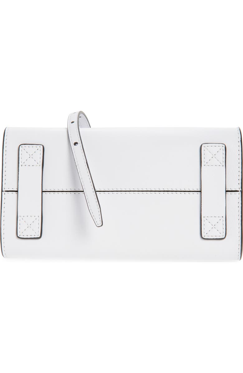 Moschino Small Tie Me Leather Top Handle Bag, Alternate, color, White