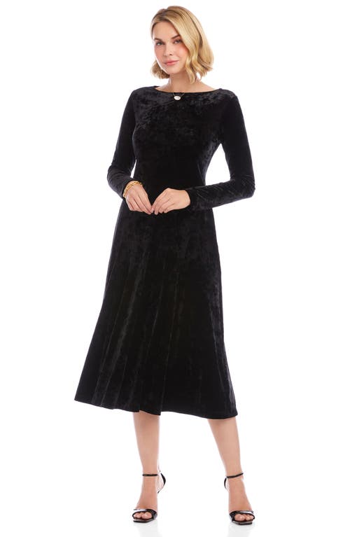 Karen Kane Kate Long Sleeve Crushed Velvet Midi Dress In Black