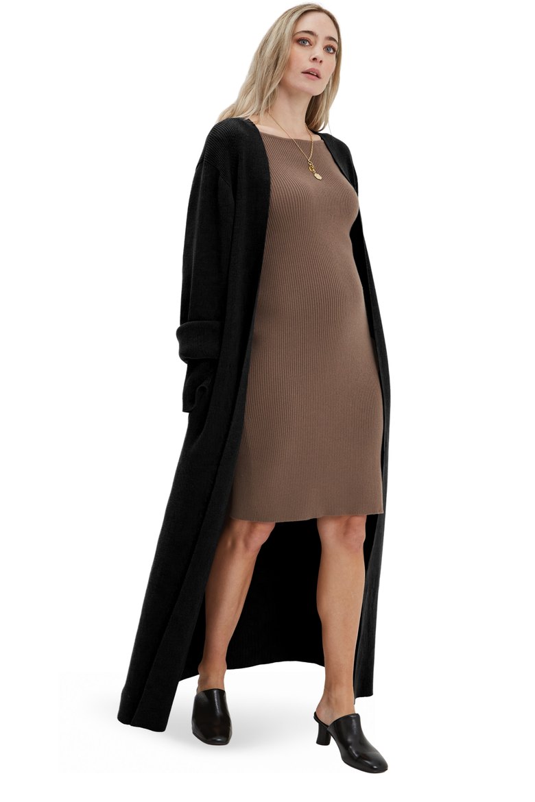 Emaline Full Length Maternity Cardigan, Alternate, color, Black