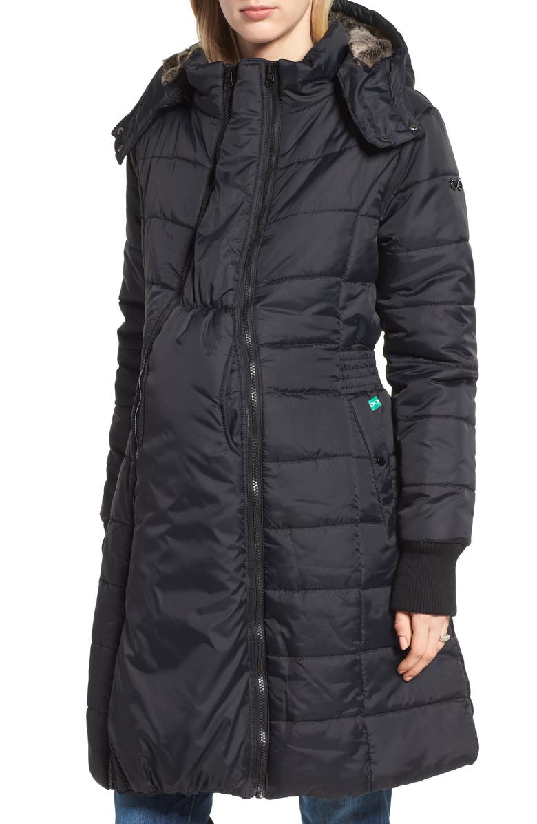 Modern Eternity Madison Quilted 3-in-1 Maternity Puffer Coat with Faux Fur Trim, Main, color,