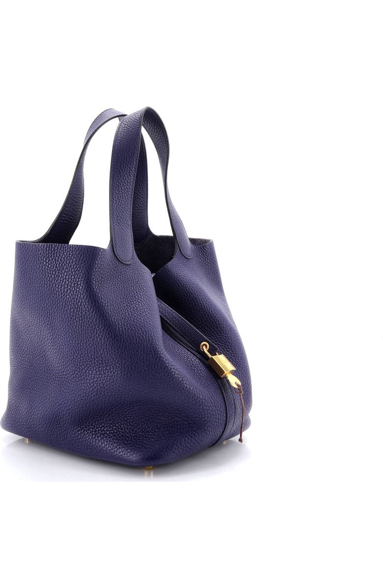 Pre-Owned Hermes Picotin Lock Bag Clemence MM, Alternate, color, Bleu Encre