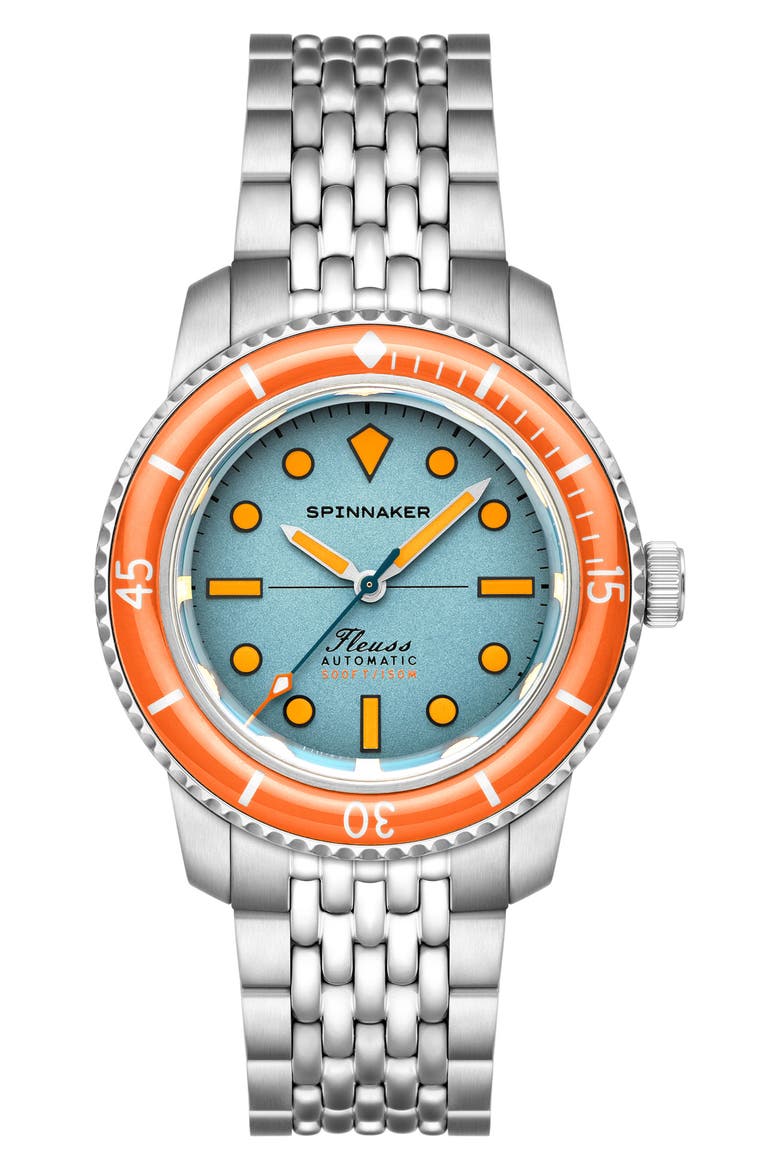 Fleuss 40 Teal Mirage Automatic Bracelet Watch, 40mm, Main, color, BLUE