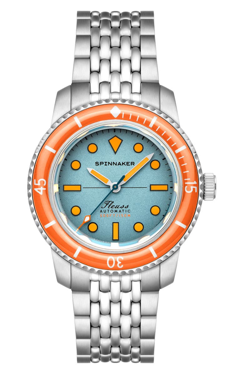 SPINNAKER Fleuss 40 Teal Mirage Automatic Bracelet Watch, 40mm, Main, color, 