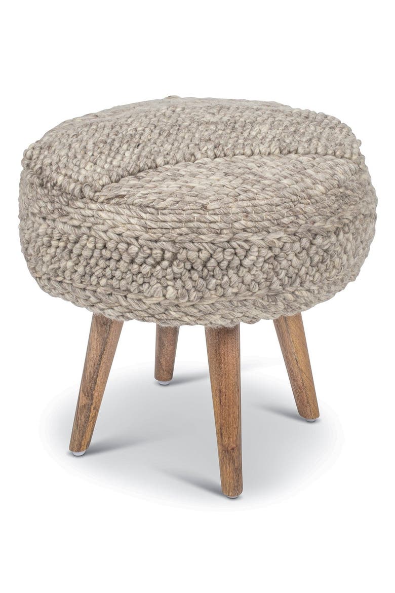 Textured Oversized Handwoven Stool, Main, color, Taupe