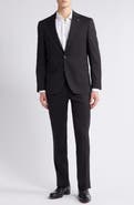 Jack Victor Solid Black Wool Suit