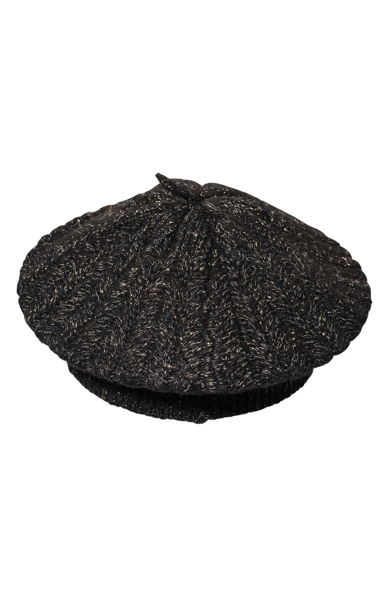 Lauren Ralph Lauren Herringbone Beret, Alternate, color, Black/ Gold