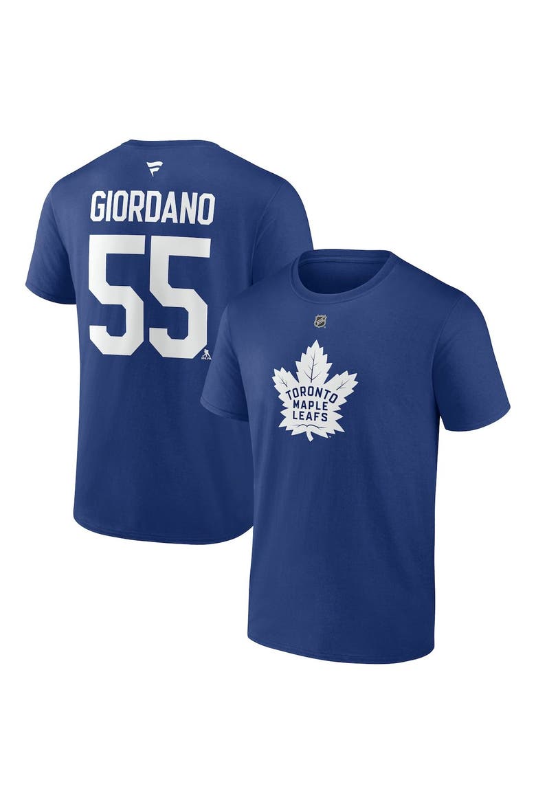 Men's Fanatics Branded Mark Giordano Blue Toronto Maple Leafs Authentic Stack Name & Number T-Shirt, Main, color, Blue