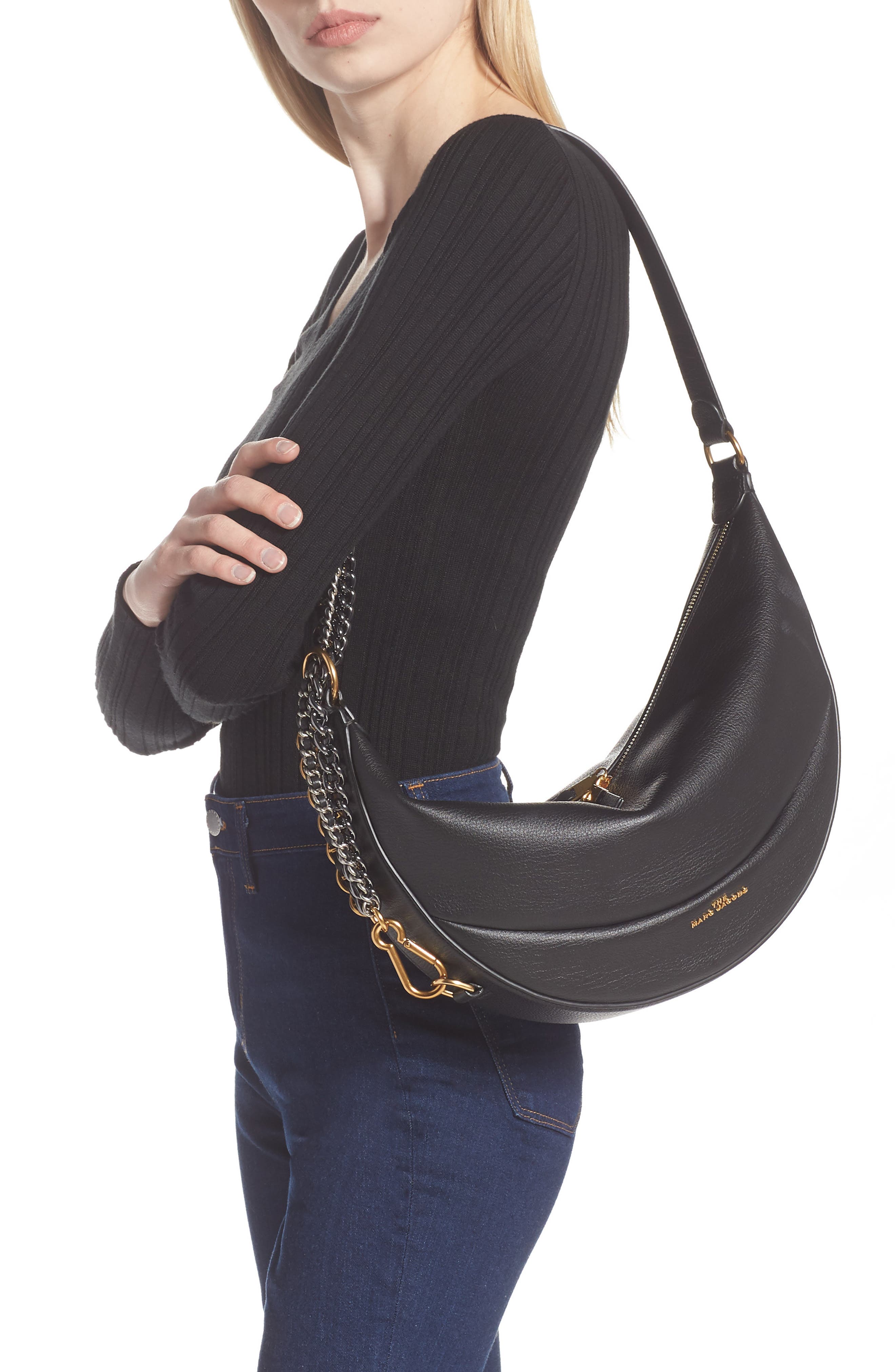 Marc Jacobs The Marc Jacobs The Eclipse Leather Shoulder Bag, Alternate, color, 