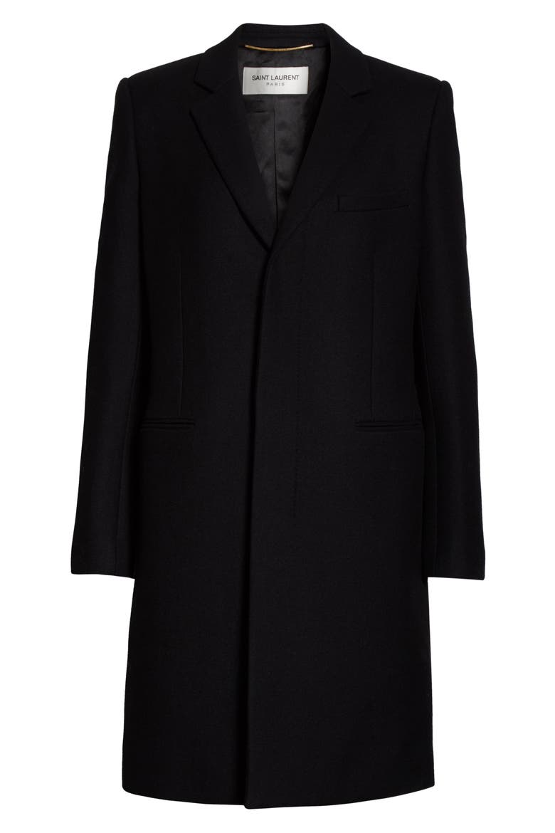 Reefer Wool Coat, Alternate, color, NOIR