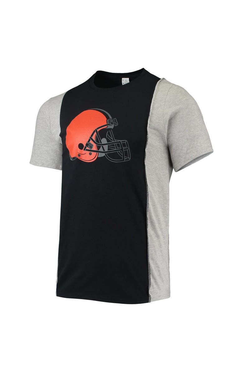 REFRIED APPAREL Men's Refried Apparel Black/Heathered Gray Cleveland Browns Sustainable Split T-Shirt, Alternate, color, Black
