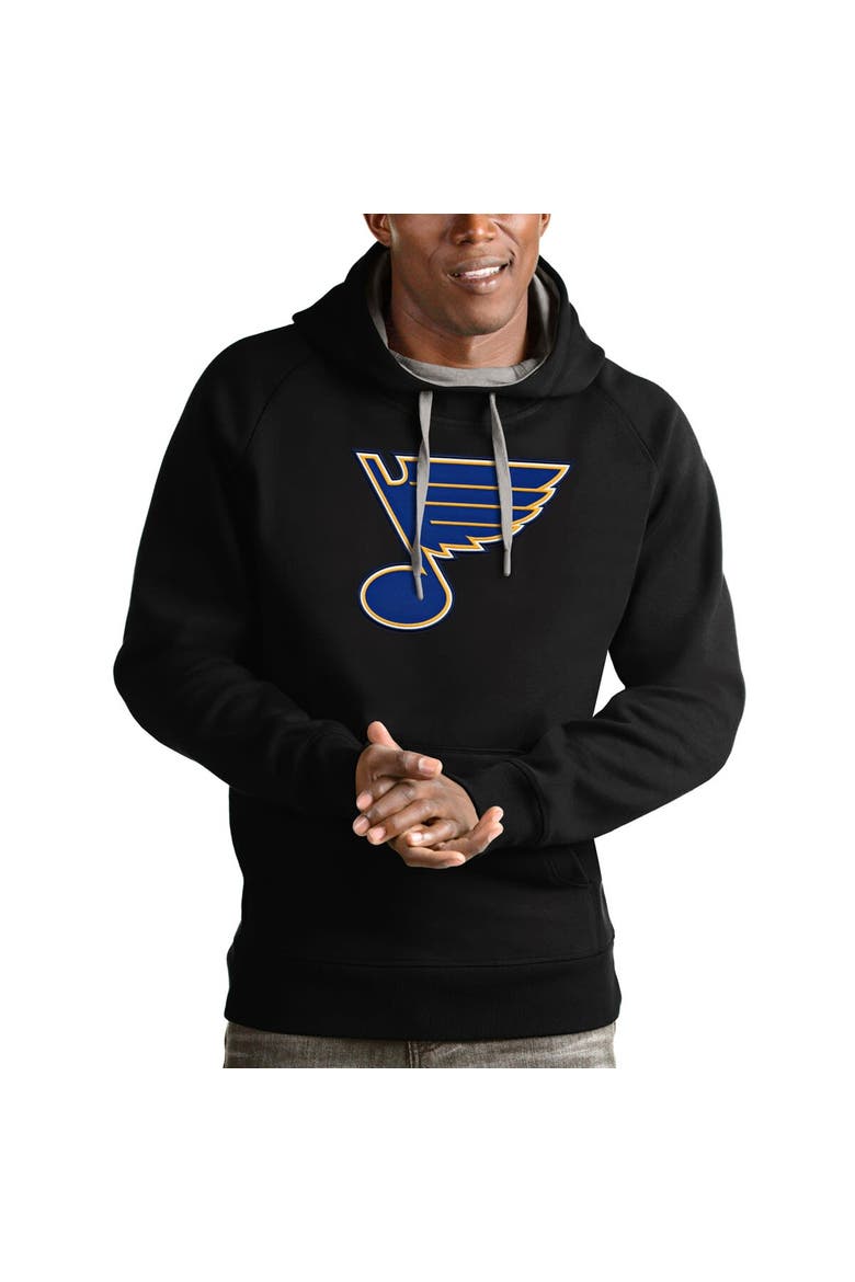 Men's Antigua Black St. Louis Blues Logo Victory Pullover Hoodie, Main, color, Black