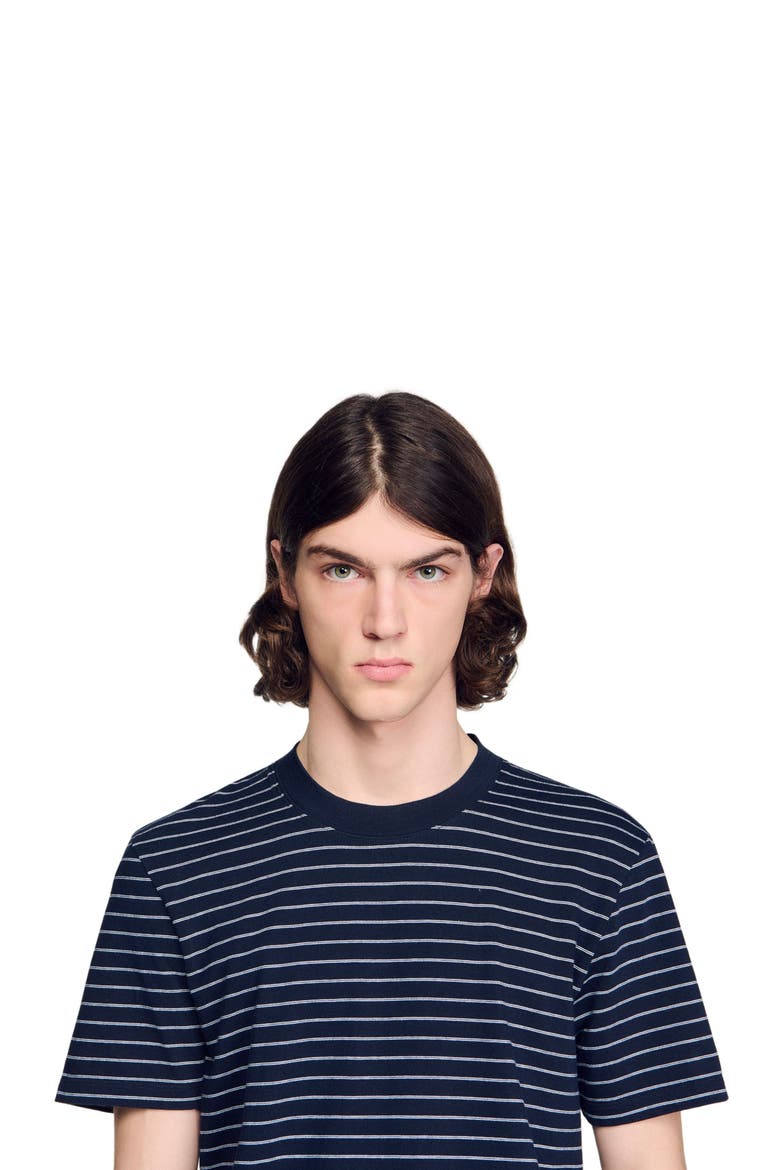 Striped T-shirt, Alternate, color, Marine / blanc