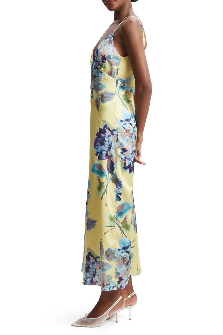 Wintour Floral Print Satin Dress, Alternate, color, BOLD BLUE FLORAL