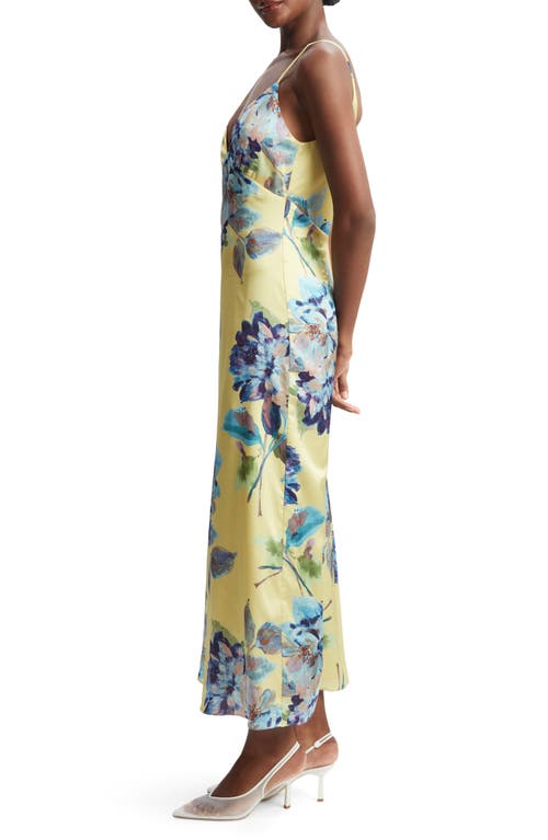 Bardot Wintour Floral Print Satin Dress In Bold Blue Floral