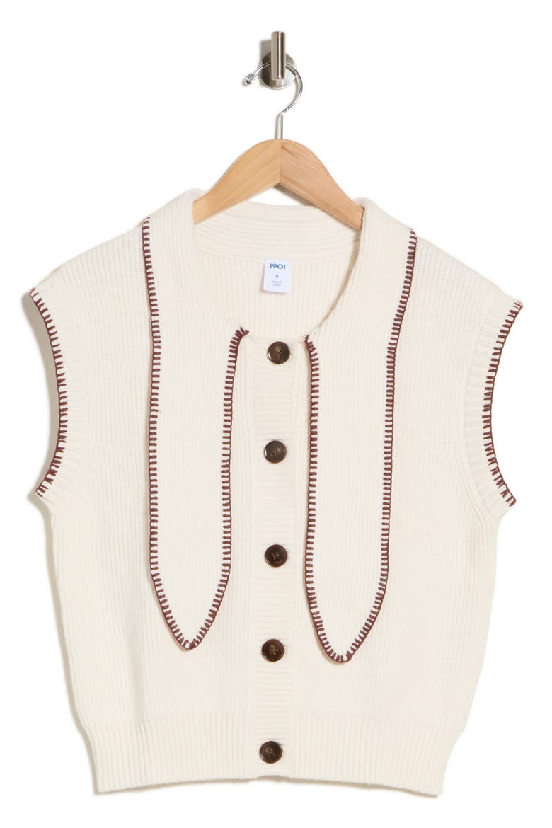 Tie Neck Sweater Vest, Main, color, IVORY