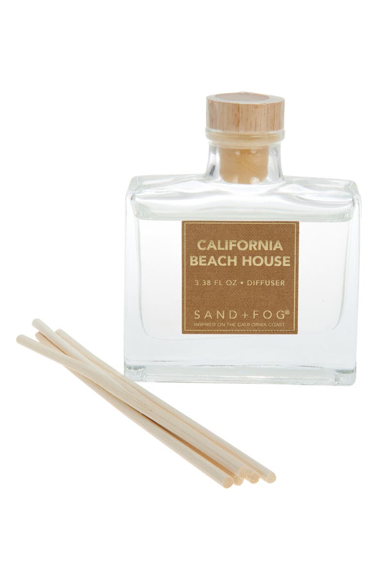 SAND AND FOG California Beach House Reed Diffuser, Main, color, Clear