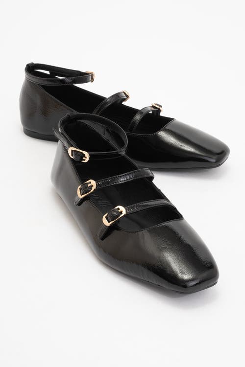 Forever & Always Shoes Serena Leather Mary Jane Flats In Black Patent Leather