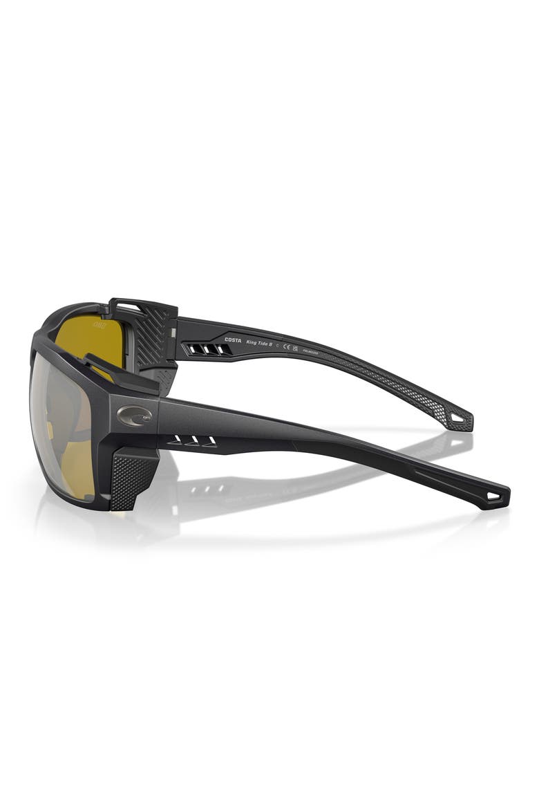 King Tide 8 60mm Polarized Rectangular Sunglasses, Alternate, color, BLACK SILVER