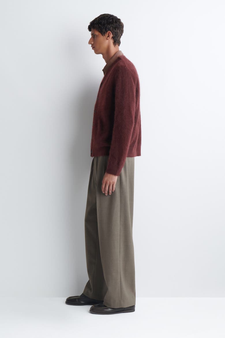 Brushed Pure Cashmere V-neck Cardigan, Alternate, color, WINE RED
