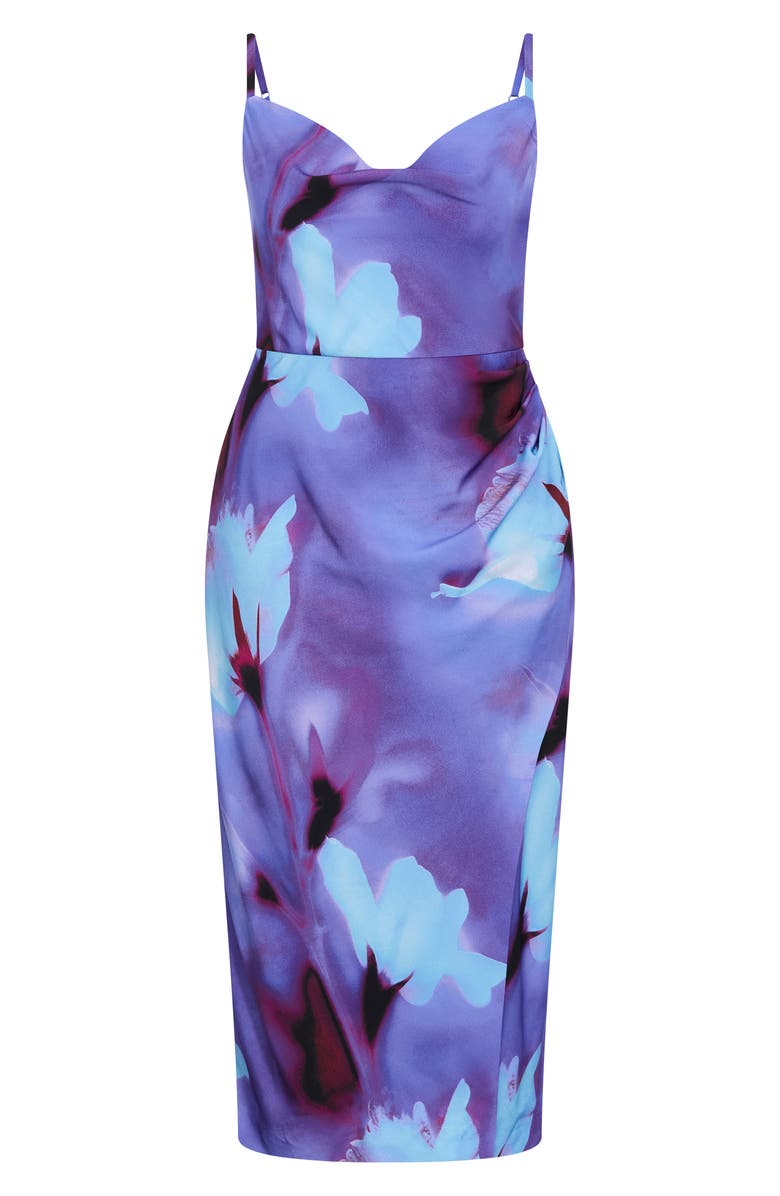 City Chic Mariana Printed Cowl Neck Midi Dress, Alternate, color, Azure Floral