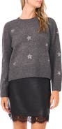 Vince Camuto Sequin Star Detail Crewneck Sweater