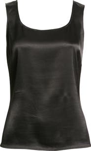 ST. JOHN Collection Liquid Satin Round Neck Shell