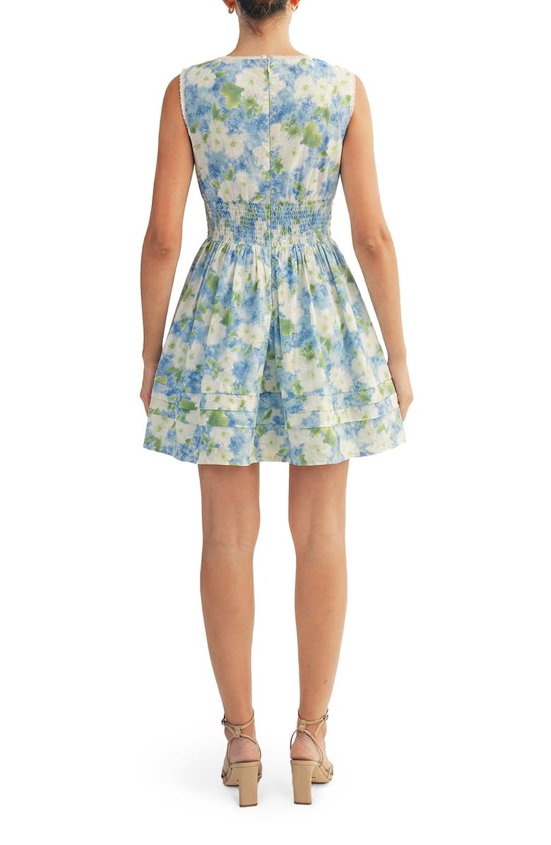 Arose Studio Aria Floral Print Sleeveless Minidress, Alternate, color, Sky Blue