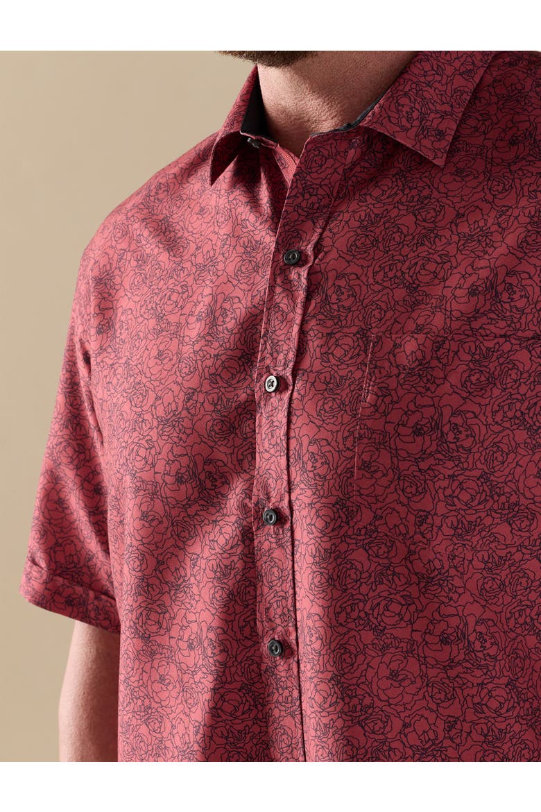 Big & Tall Microfiber Abstract Floral Sport Shirt, Alternate, color, EARTH RED