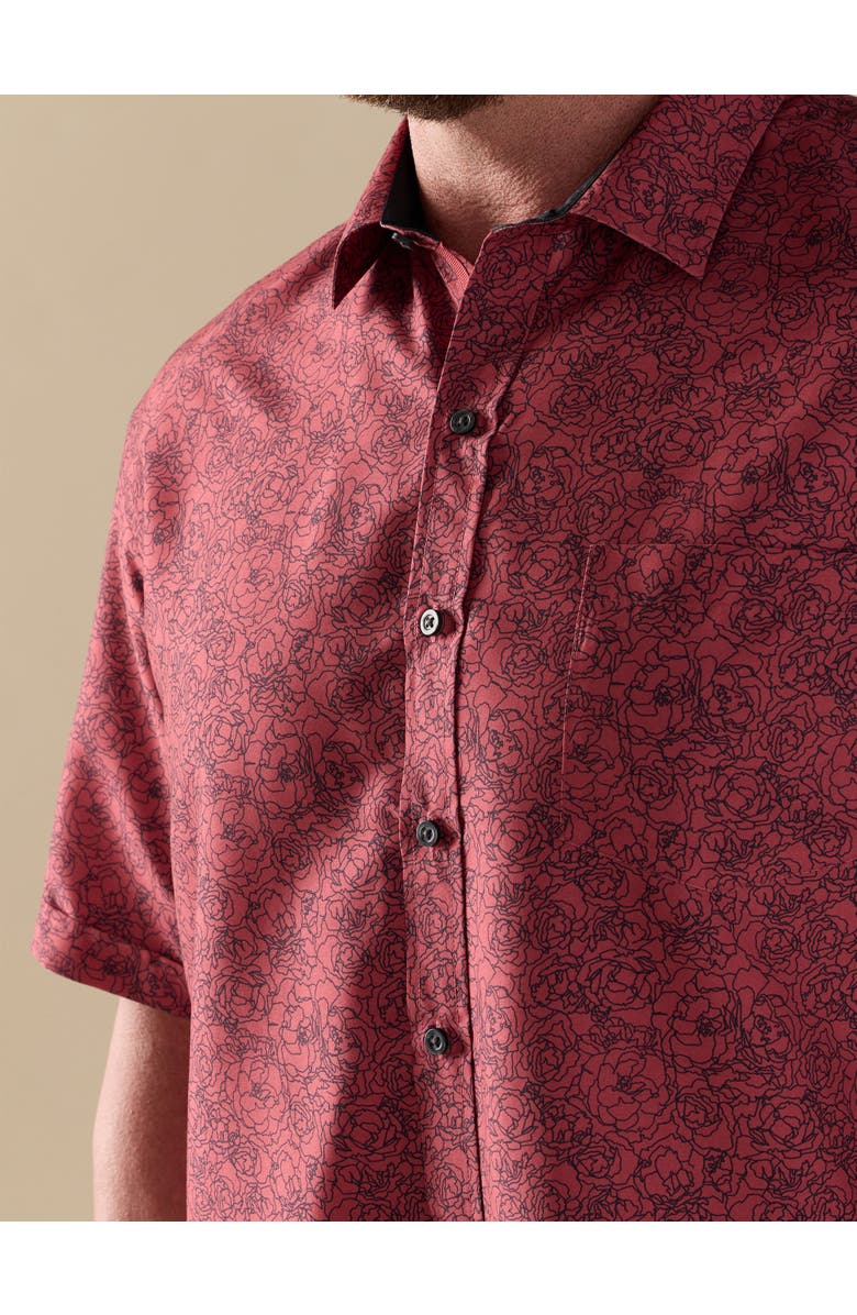 Synrgy by DXL Big & Tall Microfiber Abstract Floral Sport Shirt, Alternate, color, Earth Red