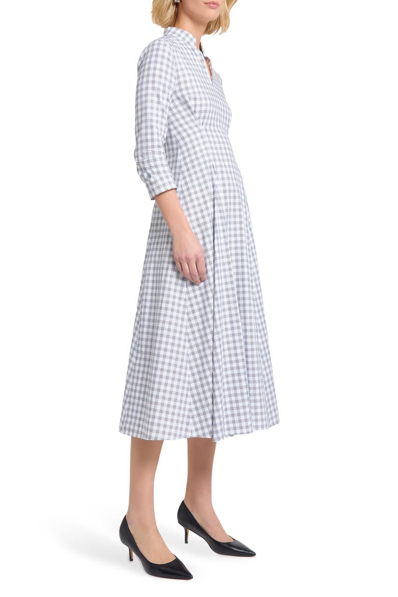 Plaid Fit & Flare Cotton Midi Dress, Alternate, color, BLACK/WHITE