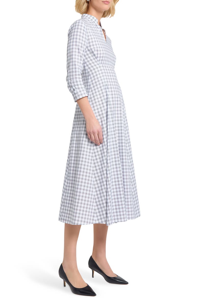 Misook Plaid Fit & Flare Cotton Midi Dress, Alternate, color, Black/White