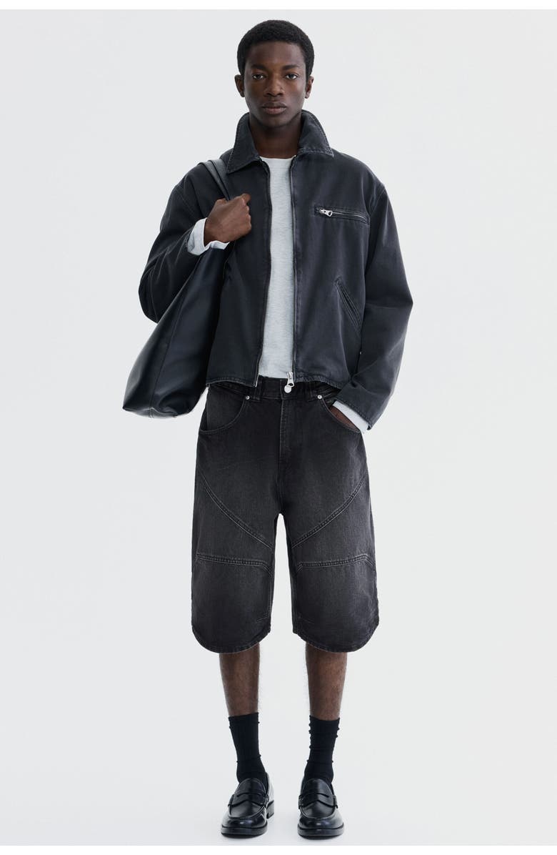 H&M Super Baggy Denim Shorts, Alternate, color, Black
