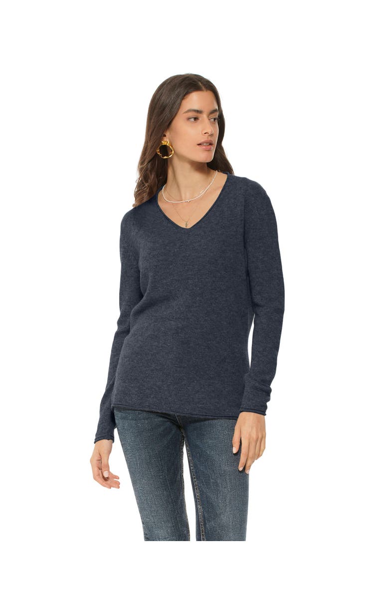 Monticelli Cashmere Ultra-Light Pure Cashmere V-Neck Sweater, Main, color, Charcoal