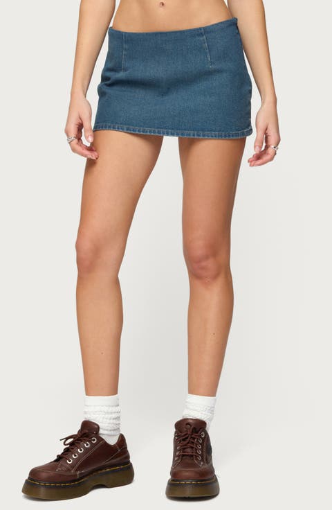 Monrow Low Rise Denim Microskort