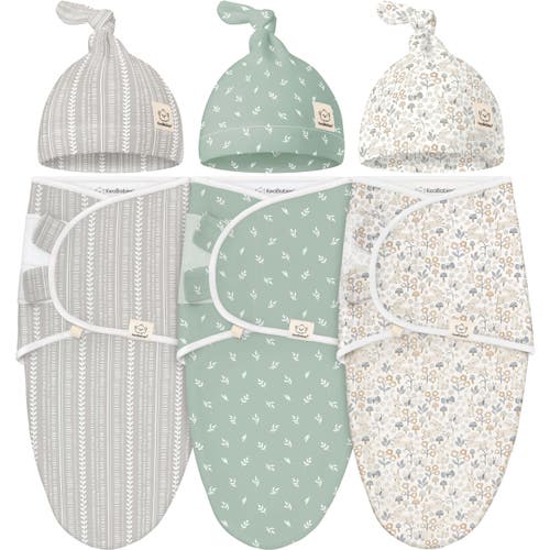 Keababies 3-pack Soothe Swaddle Wraps With Knot Hats In Prairie