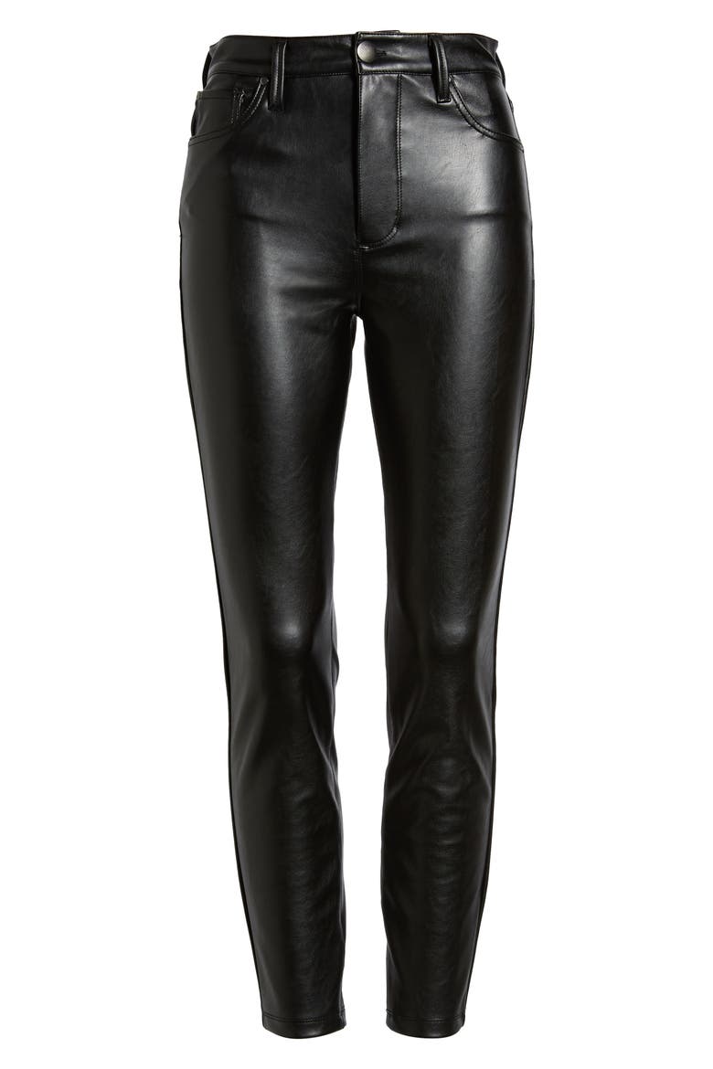 High Waist Faux Leather Skinny Pants, Alternate, color, BLACK