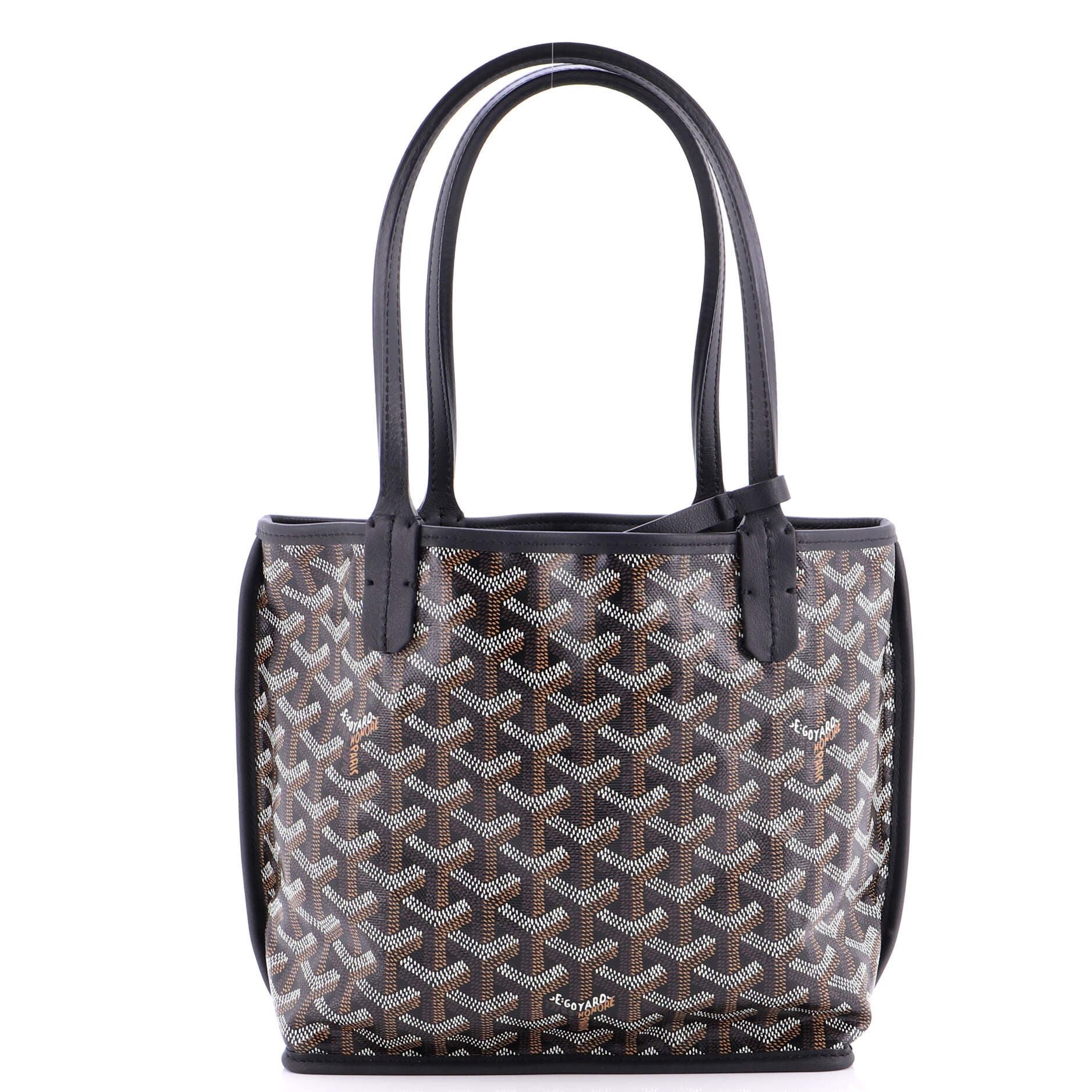 Pre-Owned Goyard Anjou Reversible Tote Coated Canvas Mini, Main, color, Black
