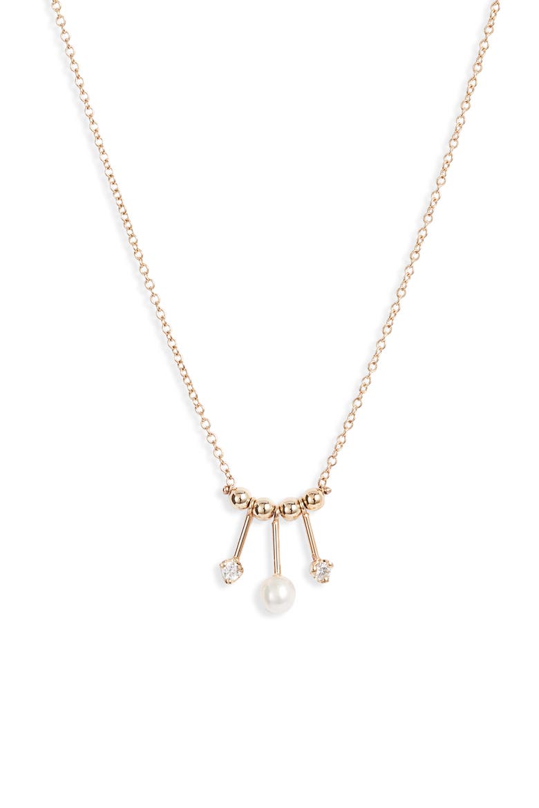 Pearl & Diamond Mobile Necklace, Main, color, YELLOW GOLD