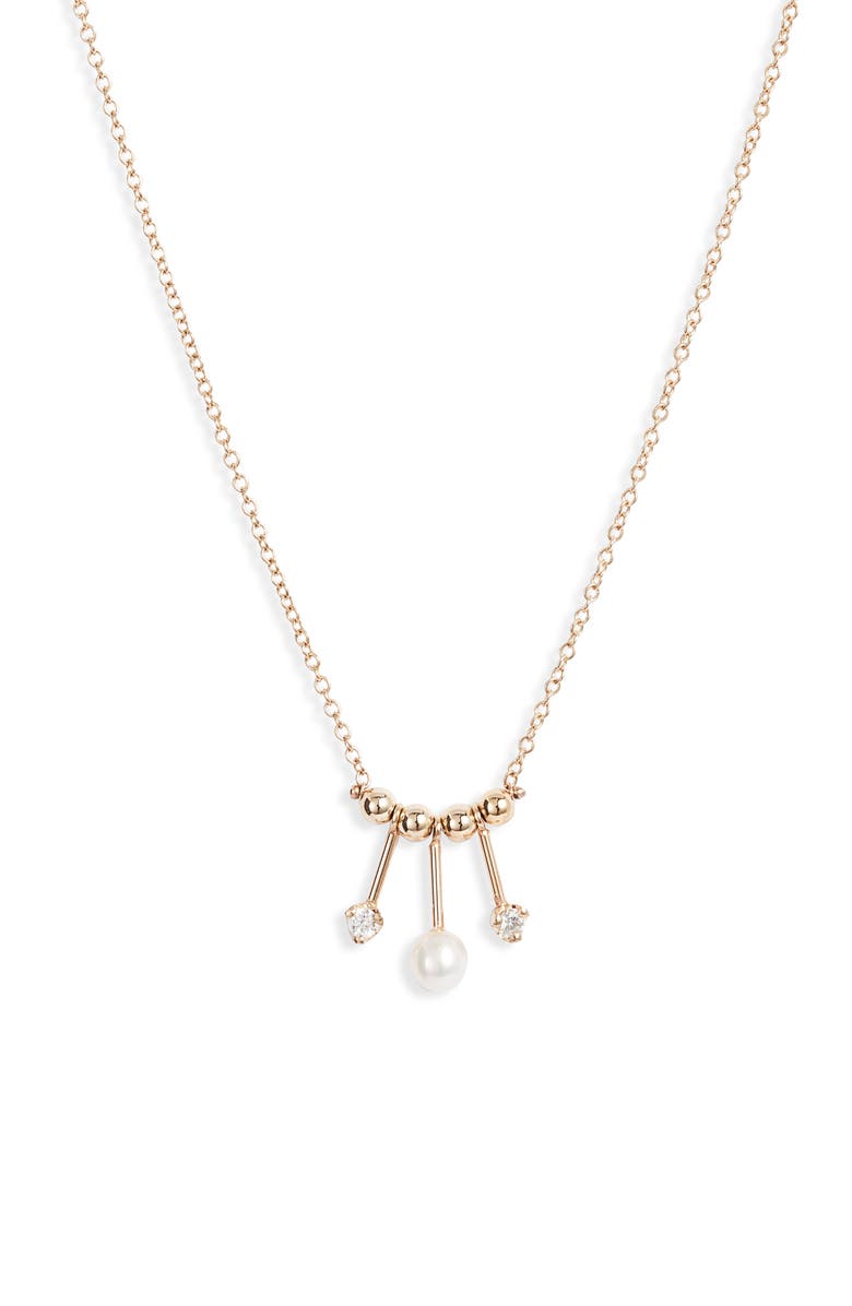 Zoë Chicco Pearl & Diamond Mobile Necklace, Main, color, 