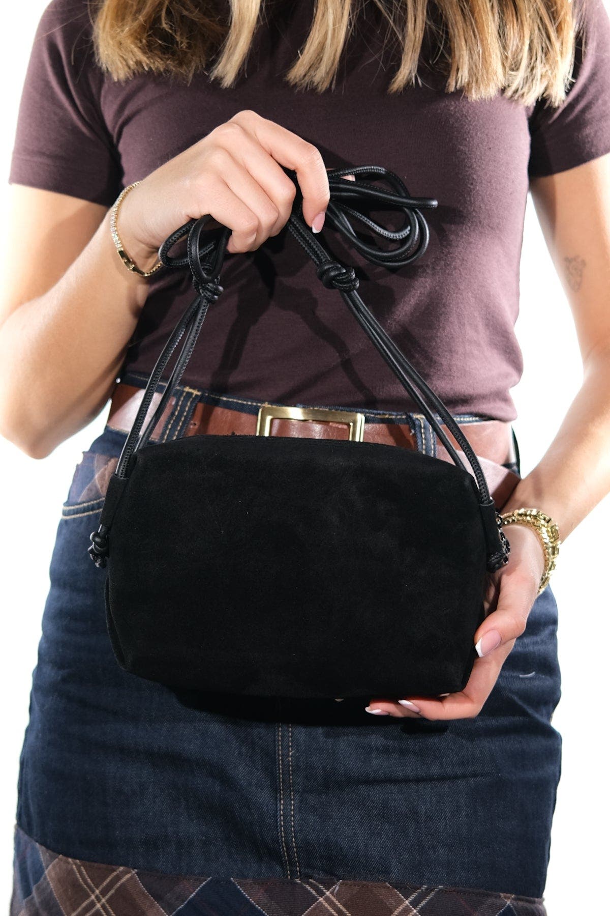 Forever & Always Shoes Selsey Crossbody Leather Bag, Alternate, color, Black Suede