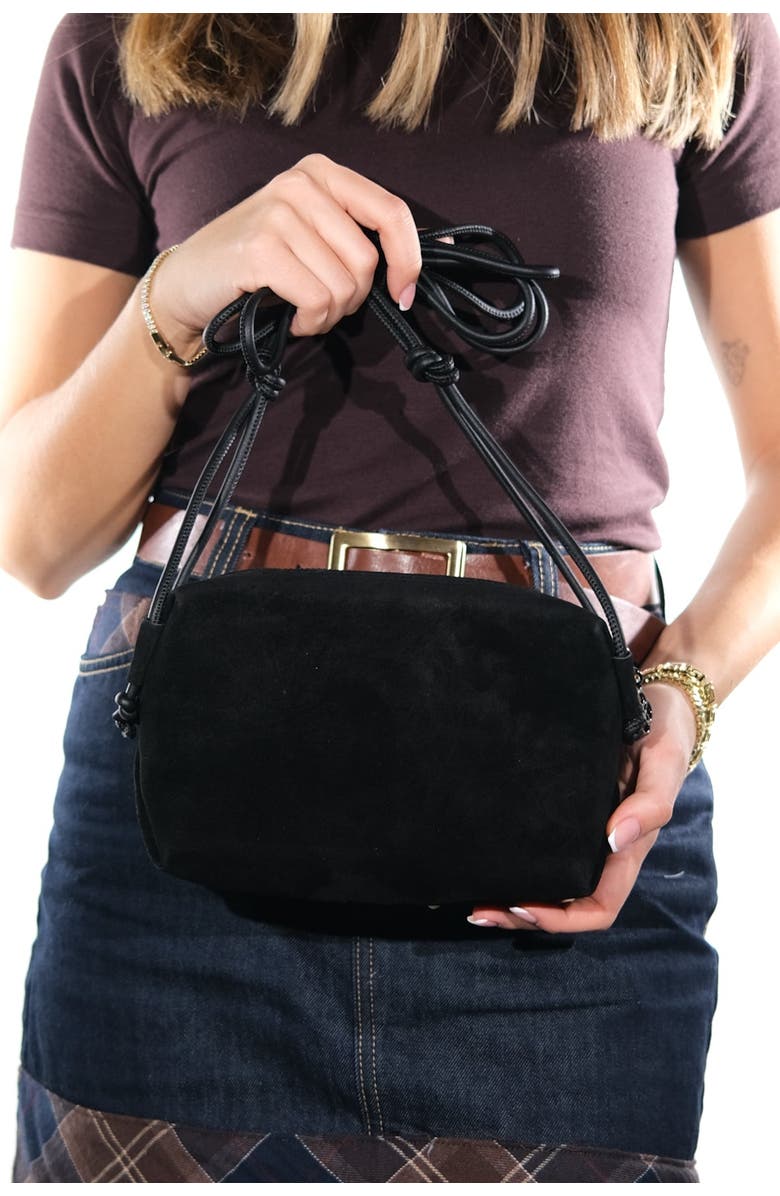 Forever & Always Shoes Selsey Crossbody Leather Bag, Alternate, color, Black Suede