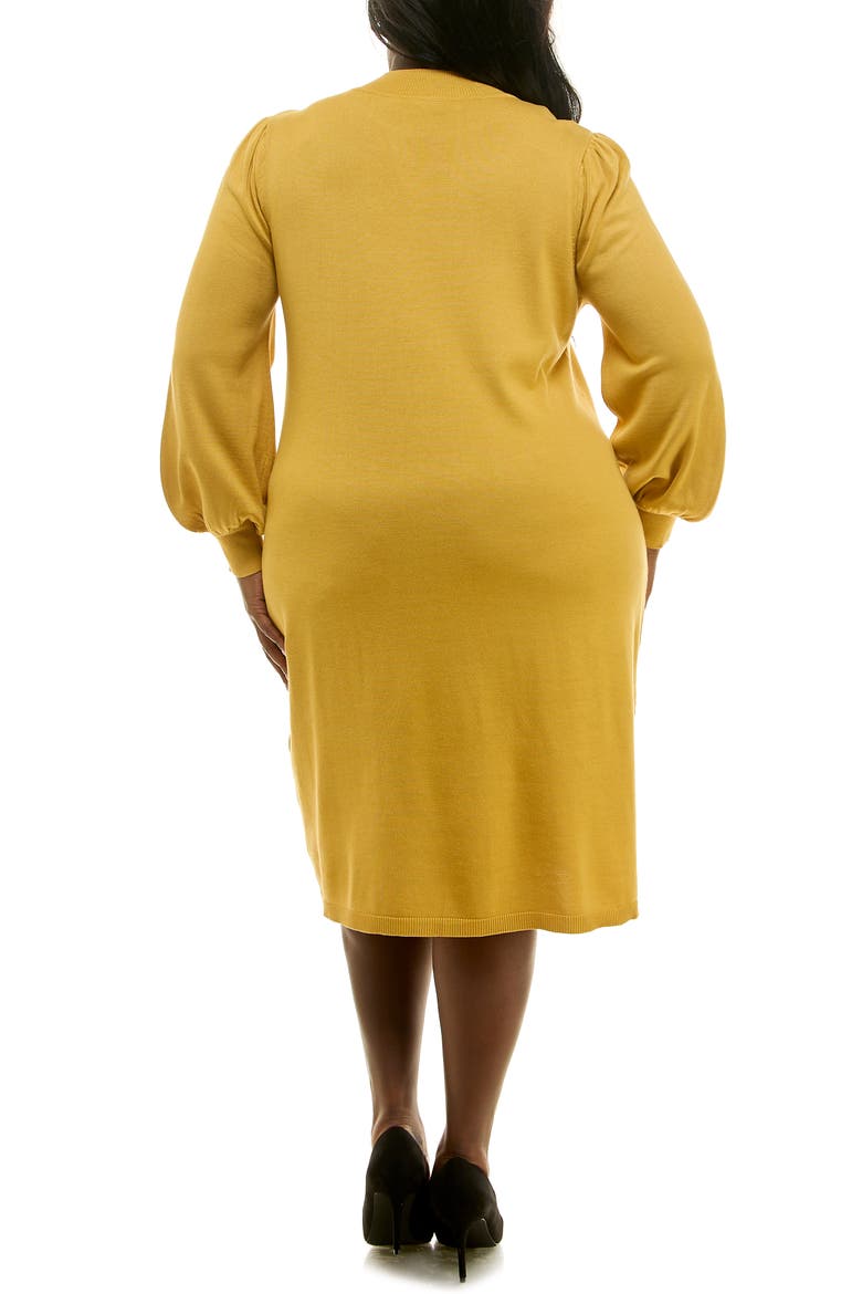 Rib Knit Long Sleeve Sweater Dress, Alternate, color, MUSTARD