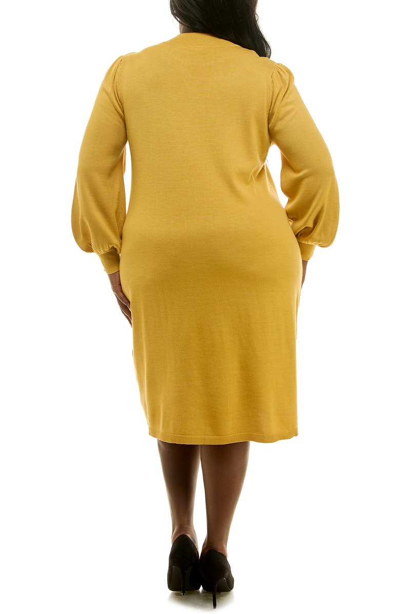 Nina Leonard Rib Knit Long Sleeve Sweater Dress, Alternate, color, Mustard